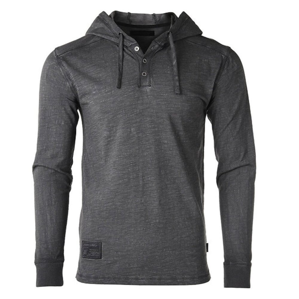 NWT - Men's Long Sleeve Lightweight Fashion Hooded Henley - Picture 2 of 6